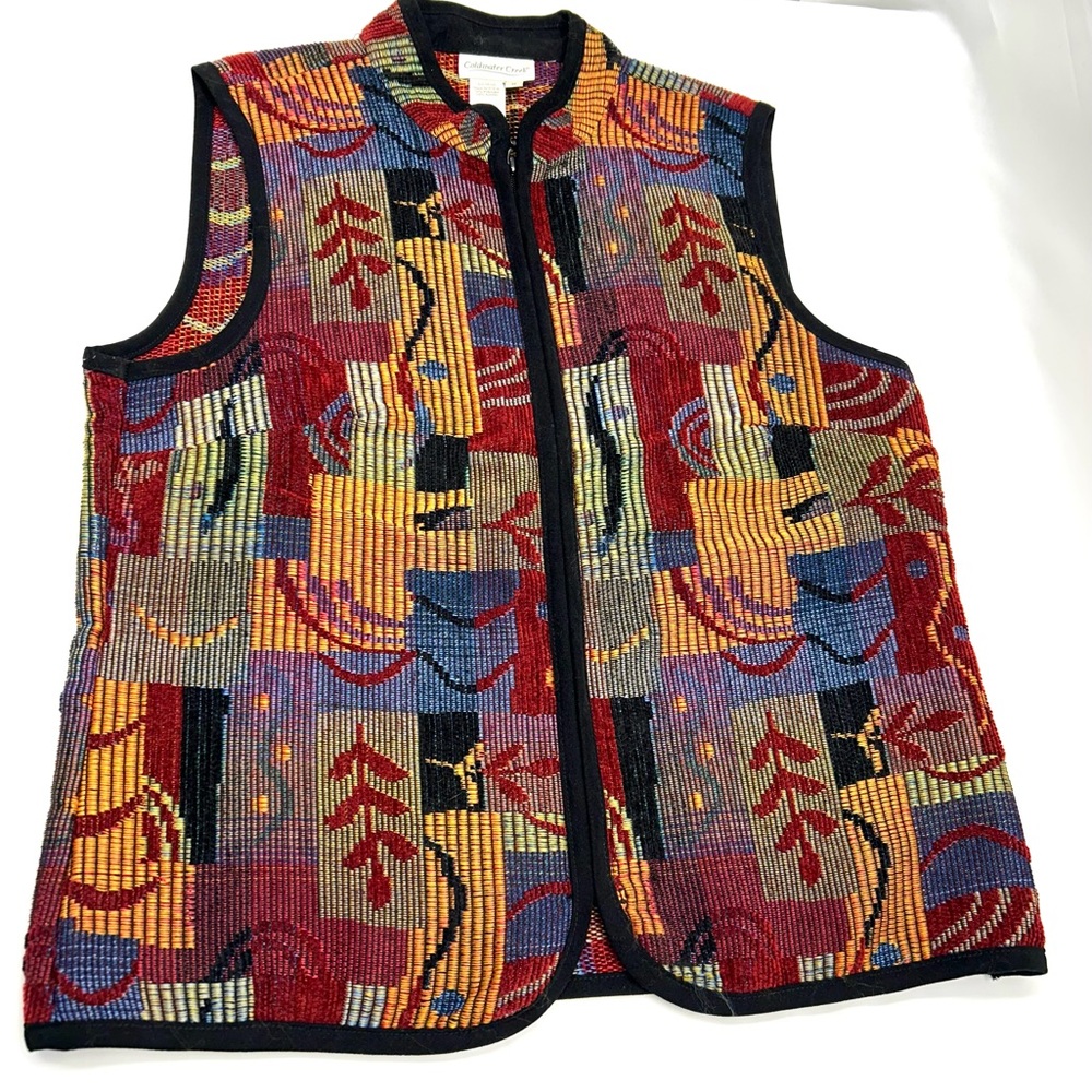 Coldwater Creek Multicolor Woven Vest Zip Up Women's Size Medium